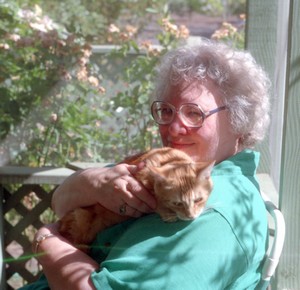 With my cat Marigold, 1992