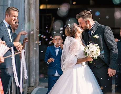 Bride and groom at wedding